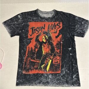Friday The 13th Jason T Shirt Men S  (see Measurements)‎ Black Acid Wash  Horror